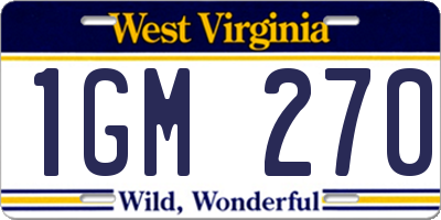 WV license plate 1GM270