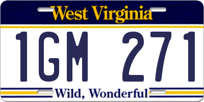 WV license plate 1GM271