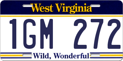 WV license plate 1GM272