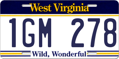 WV license plate 1GM278