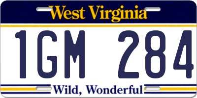 WV license plate 1GM284