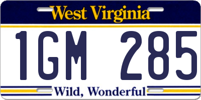 WV license plate 1GM285