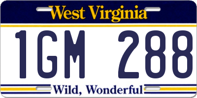 WV license plate 1GM288