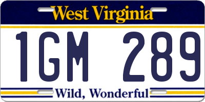WV license plate 1GM289