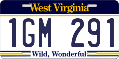 WV license plate 1GM291