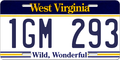 WV license plate 1GM293