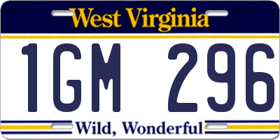WV license plate 1GM296
