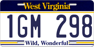 WV license plate 1GM298