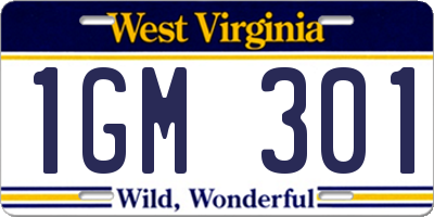 WV license plate 1GM301