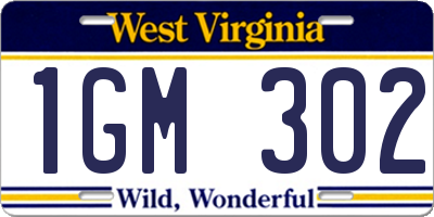 WV license plate 1GM302