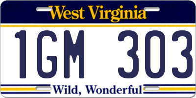 WV license plate 1GM303