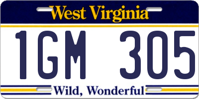 WV license plate 1GM305
