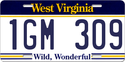 WV license plate 1GM309