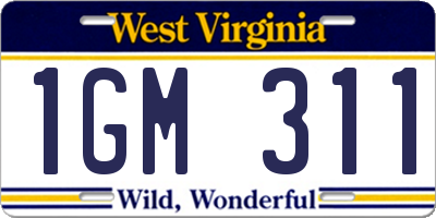 WV license plate 1GM311