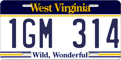 WV license plate 1GM314