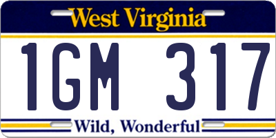 WV license plate 1GM317