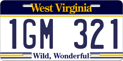WV license plate 1GM321