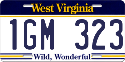 WV license plate 1GM323