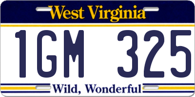 WV license plate 1GM325