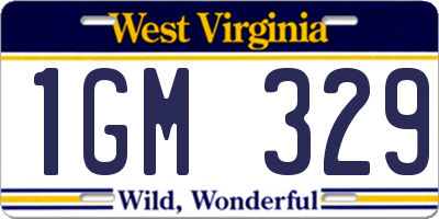 WV license plate 1GM329