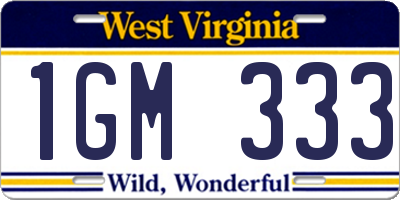 WV license plate 1GM333