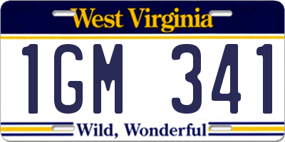 WV license plate 1GM341