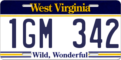 WV license plate 1GM342