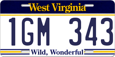 WV license plate 1GM343