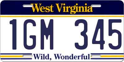 WV license plate 1GM345