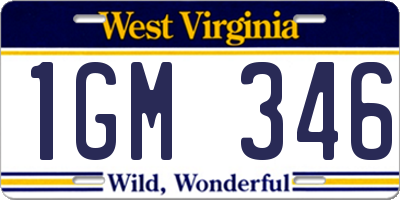 WV license plate 1GM346