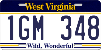 WV license plate 1GM348