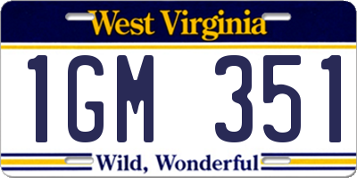 WV license plate 1GM351