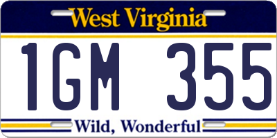 WV license plate 1GM355