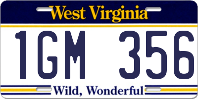 WV license plate 1GM356