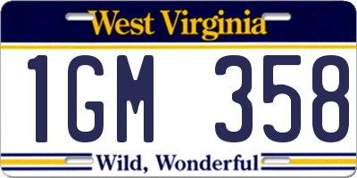 WV license plate 1GM358