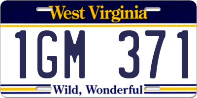 WV license plate 1GM371