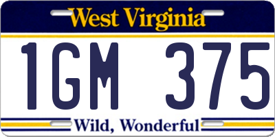 WV license plate 1GM375