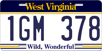 WV license plate 1GM378