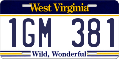 WV license plate 1GM381