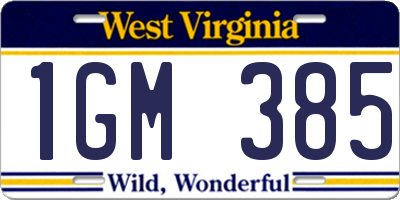 WV license plate 1GM385