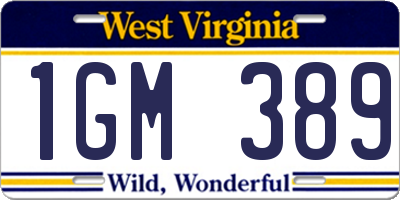 WV license plate 1GM389