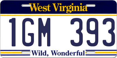 WV license plate 1GM393