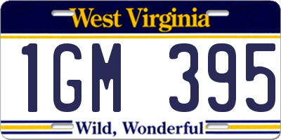 WV license plate 1GM395