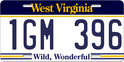 WV license plate 1GM396