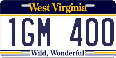 WV license plate 1GM400