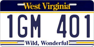 WV license plate 1GM401