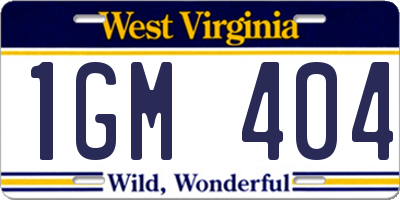WV license plate 1GM404