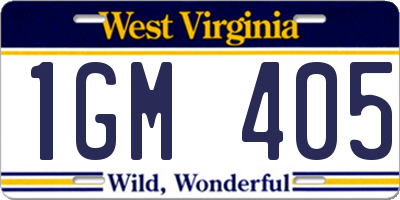 WV license plate 1GM405