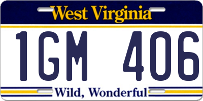 WV license plate 1GM406