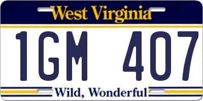 WV license plate 1GM407